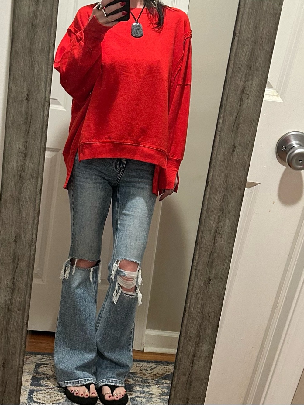 NWT We The Free Camden Sweatshirt in Flame Red - Picture 13 of 16